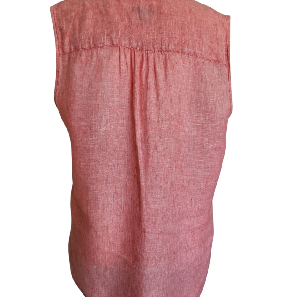 Talbots Linen Shell Cross Dye Pink Sleeveless Linen V-Neck Top - S - Picture 9 of 9